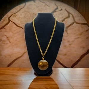 Tiger eye gemstone rolo gold plated chain